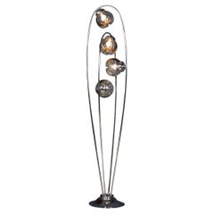 20th Century Italian Chrome & Glass Floor Lamp By Mazzega, Venice c.1970