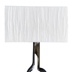 20th Century Silver Italian Metal Table Lamp, Vintage Chrome Desk Light