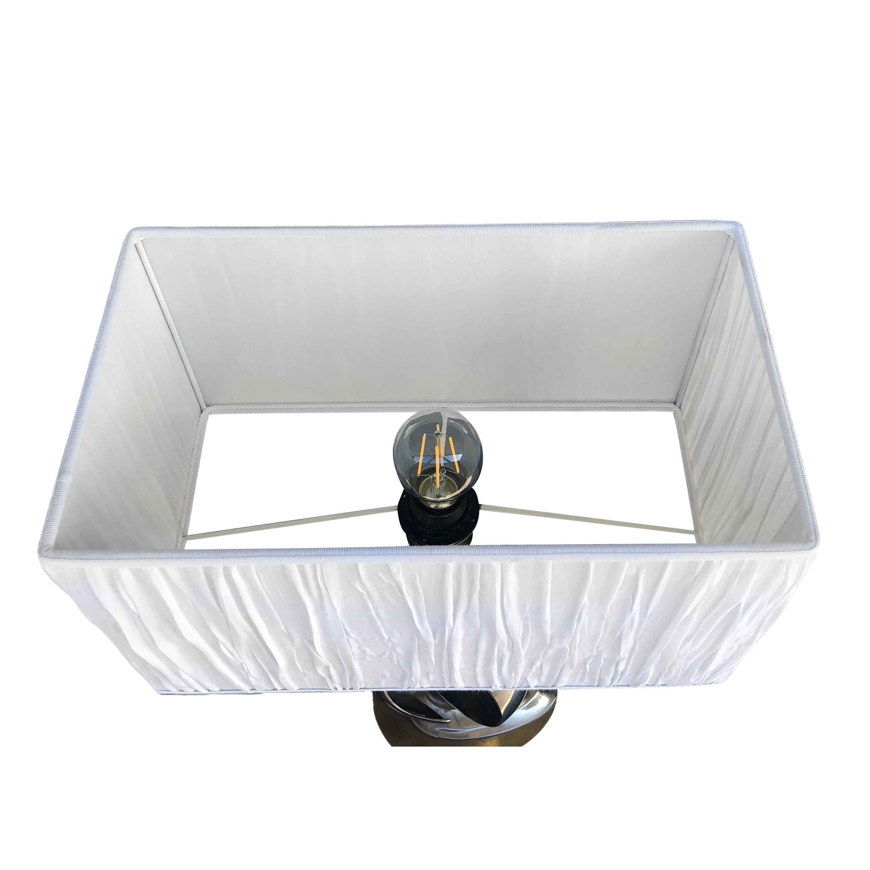 Mid-Century Modern 20th Century Silver Italian Metal Table Lamp, Vintage Chrome Desk Light For Sale