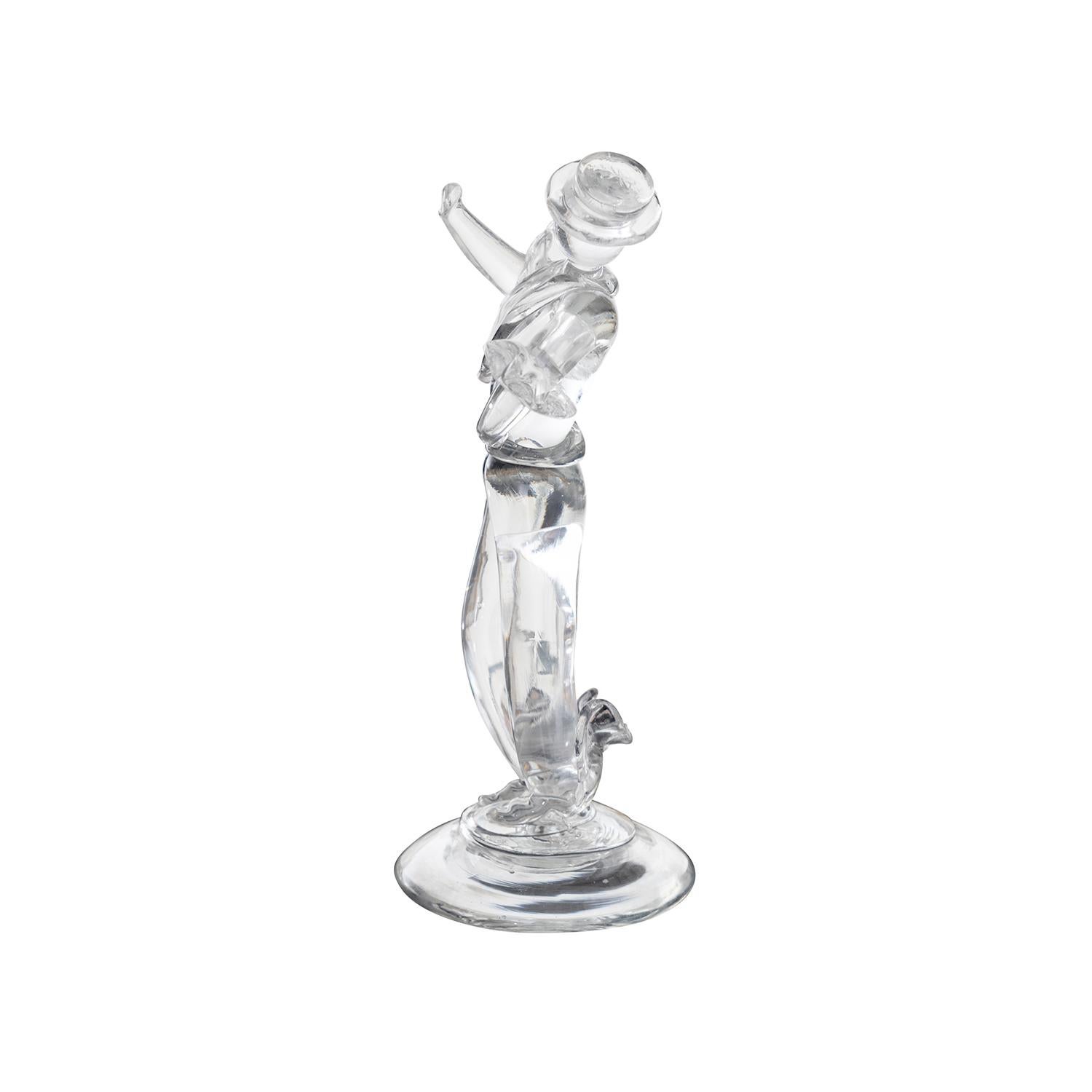 Mid-Century Modern 20th Century Italian Clear Murano Glass Figure, Sculpture by Archimede Seguso For Sale