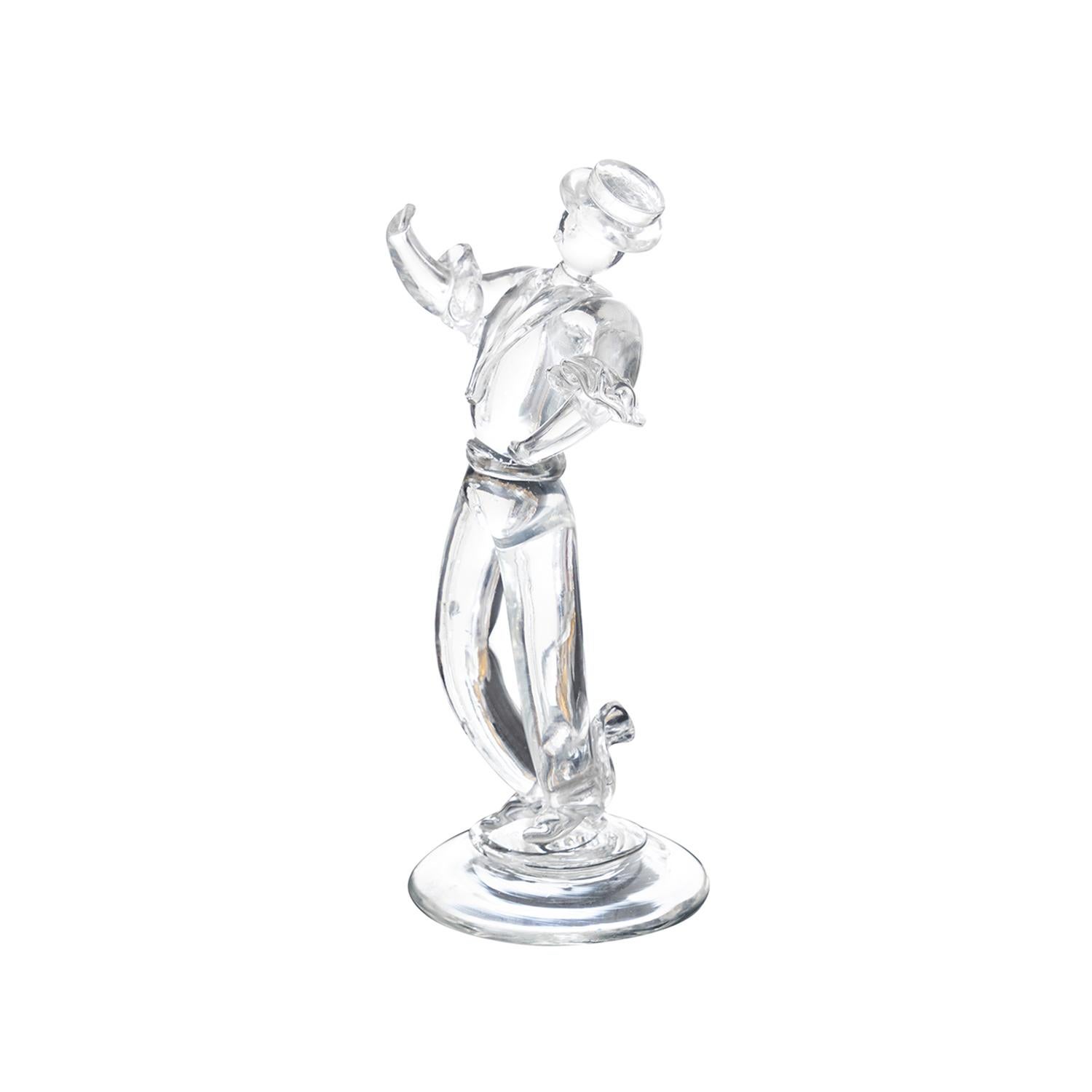 Hand-Crafted 20th Century Italian Clear Murano Glass Figure, Sculpture by Archimede Seguso For Sale