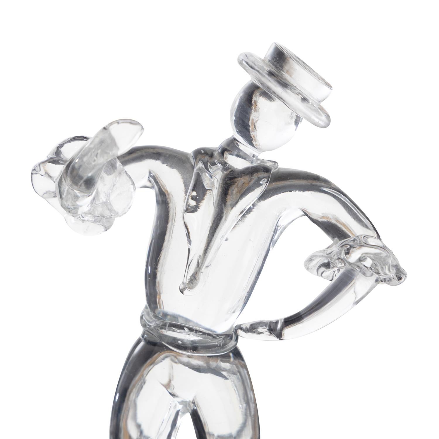 20th Century Italian Clear Murano Glass Figure, Sculpture by Archimede Seguso In Good Condition For Sale In West Palm Beach, FL