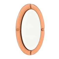 20th Century Italian Colored Murano Glass Oval Wall Glass Mirror by Fontana Arte