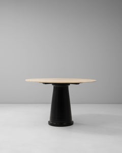 20th Century Italian Contemporary Round Iron Dining Table With Marble Top