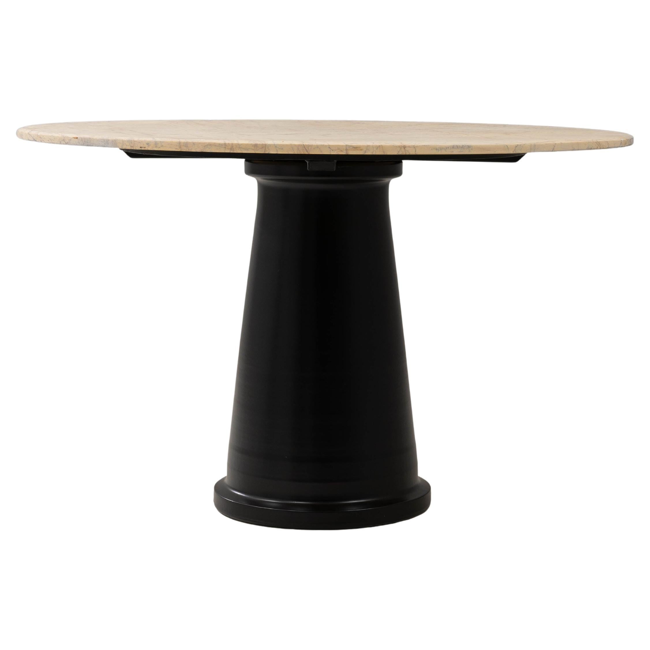 20th Century Italian Contemporary Round Iron Dining Table With Marble Top