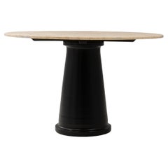 20th Century Italian Contemporary Round Iron Dining Table With Marble Top