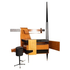 20th Century Italian Corner Bar with Stool by Vittorio Dassi, circa 1950