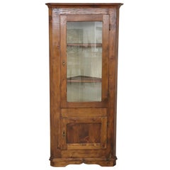 Vintage 20th Century Italian Corner Cupboard or Corner Cabinet in Fir Wood