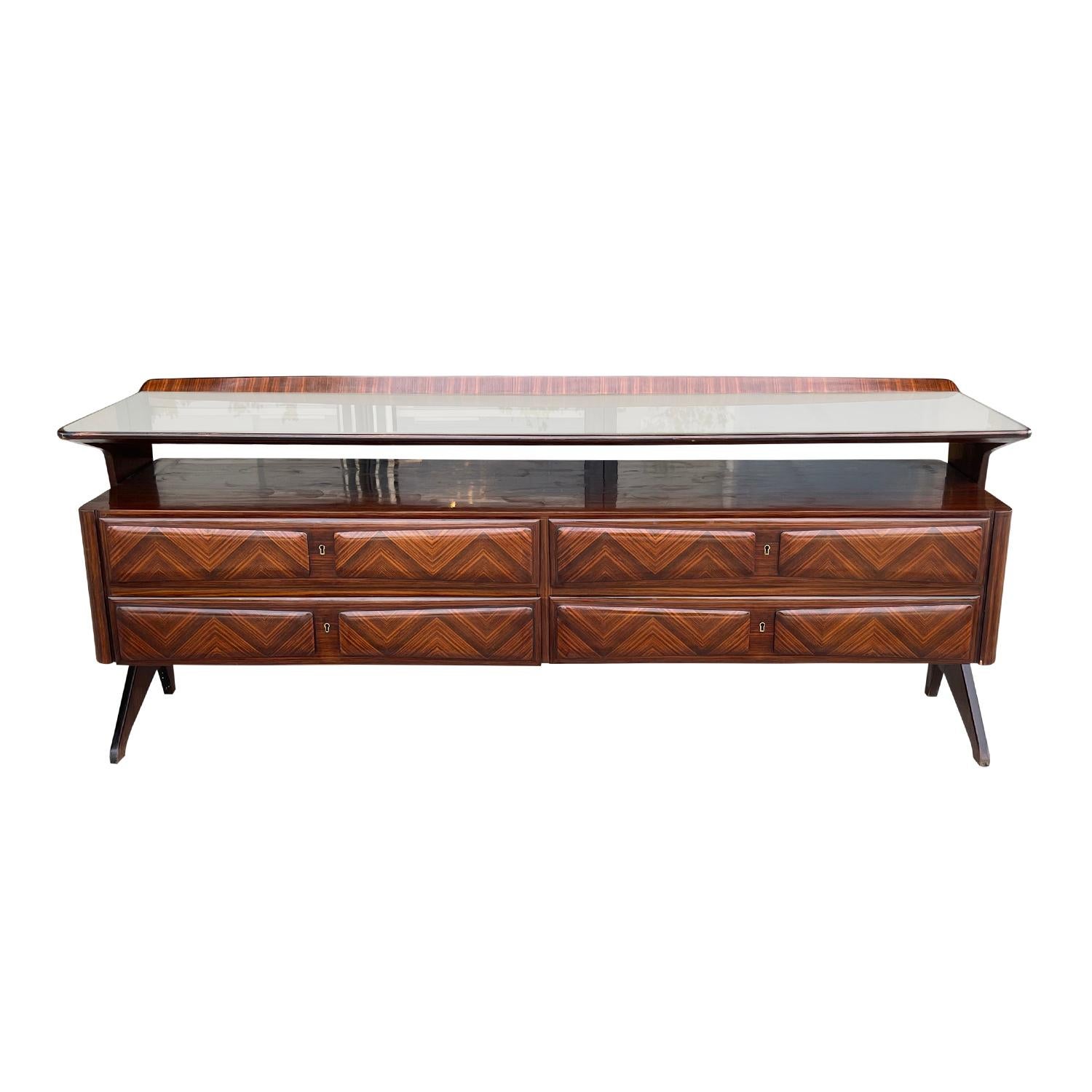 Mid-Century Modern 20th Century Italian Vintage Palisanderwood Sideboard by Vittorio Dassi For Sale