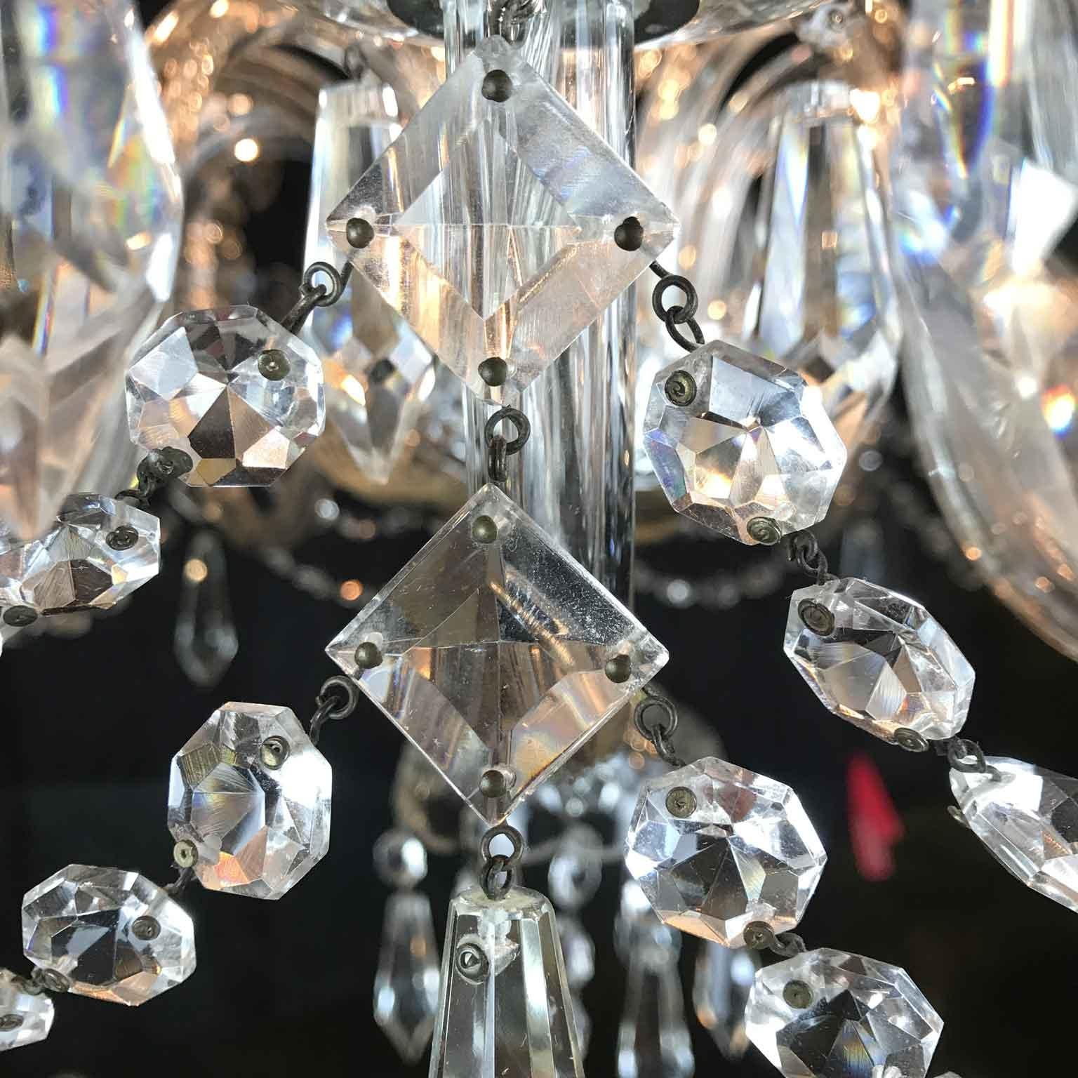Faceted 20th Century Italian Crystal Chandelier Geogian Style Ten arm