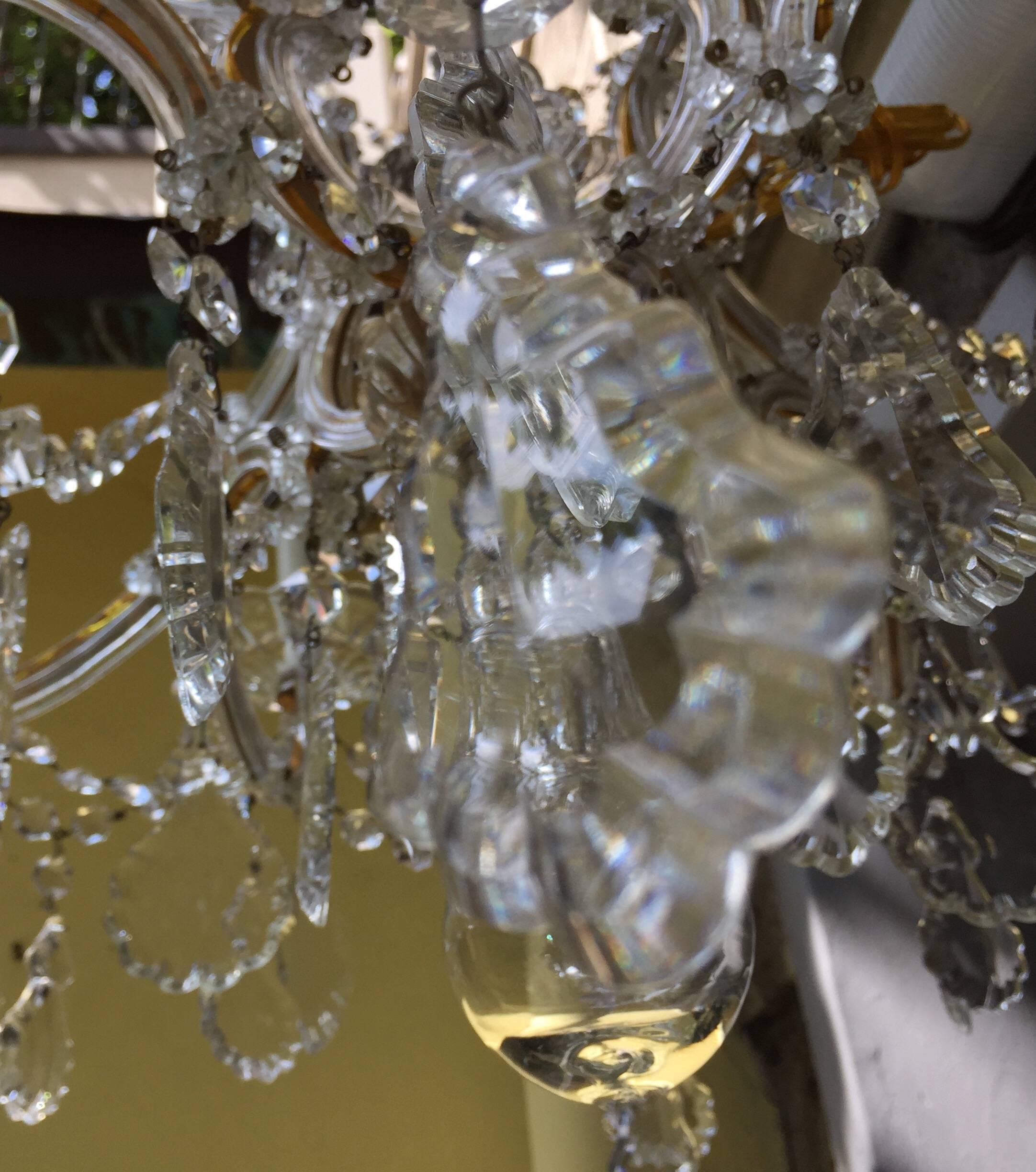 20th Century Italian Crystal Chandelier Maria Theresa Nine-light Pendant 14