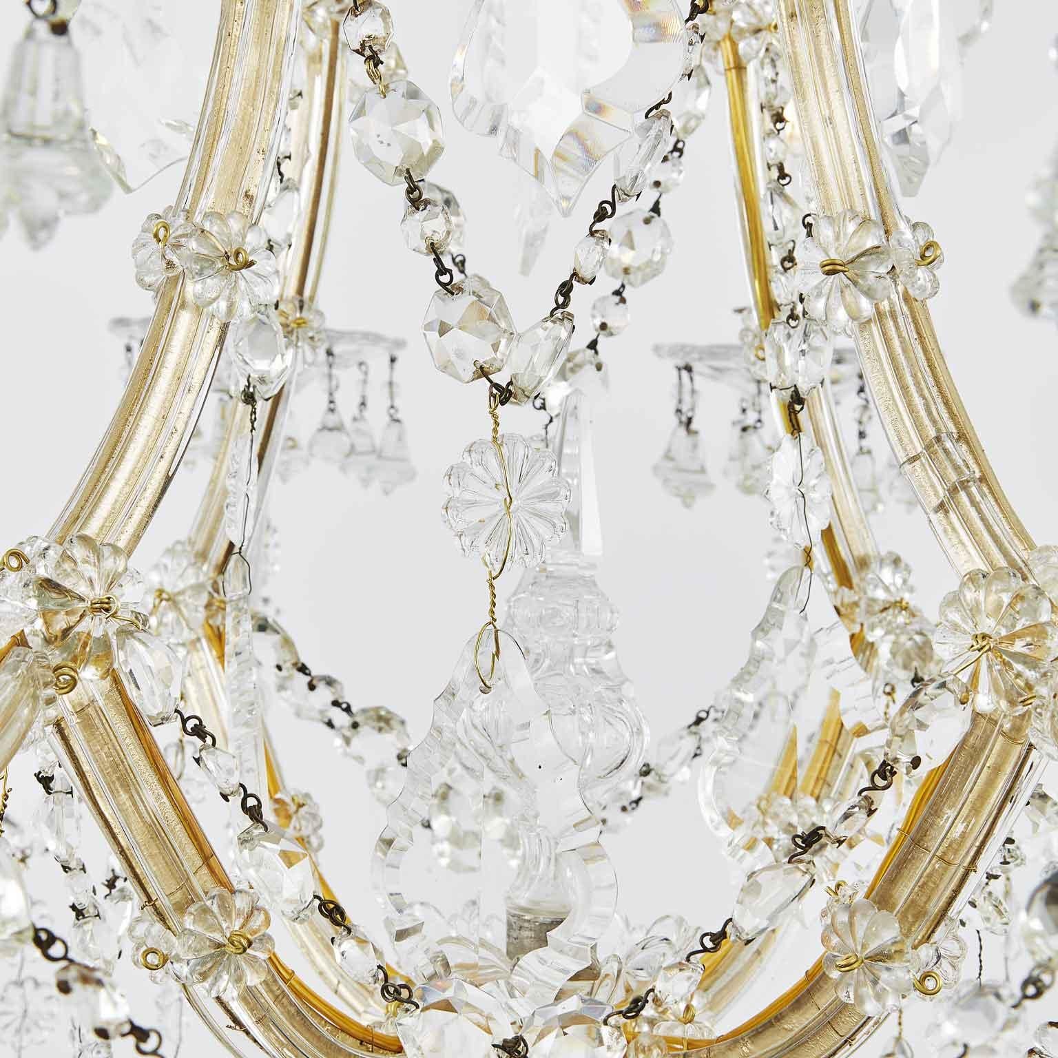Faceted 20th Century Italian Crystal Chandelier Maria Theresa Style