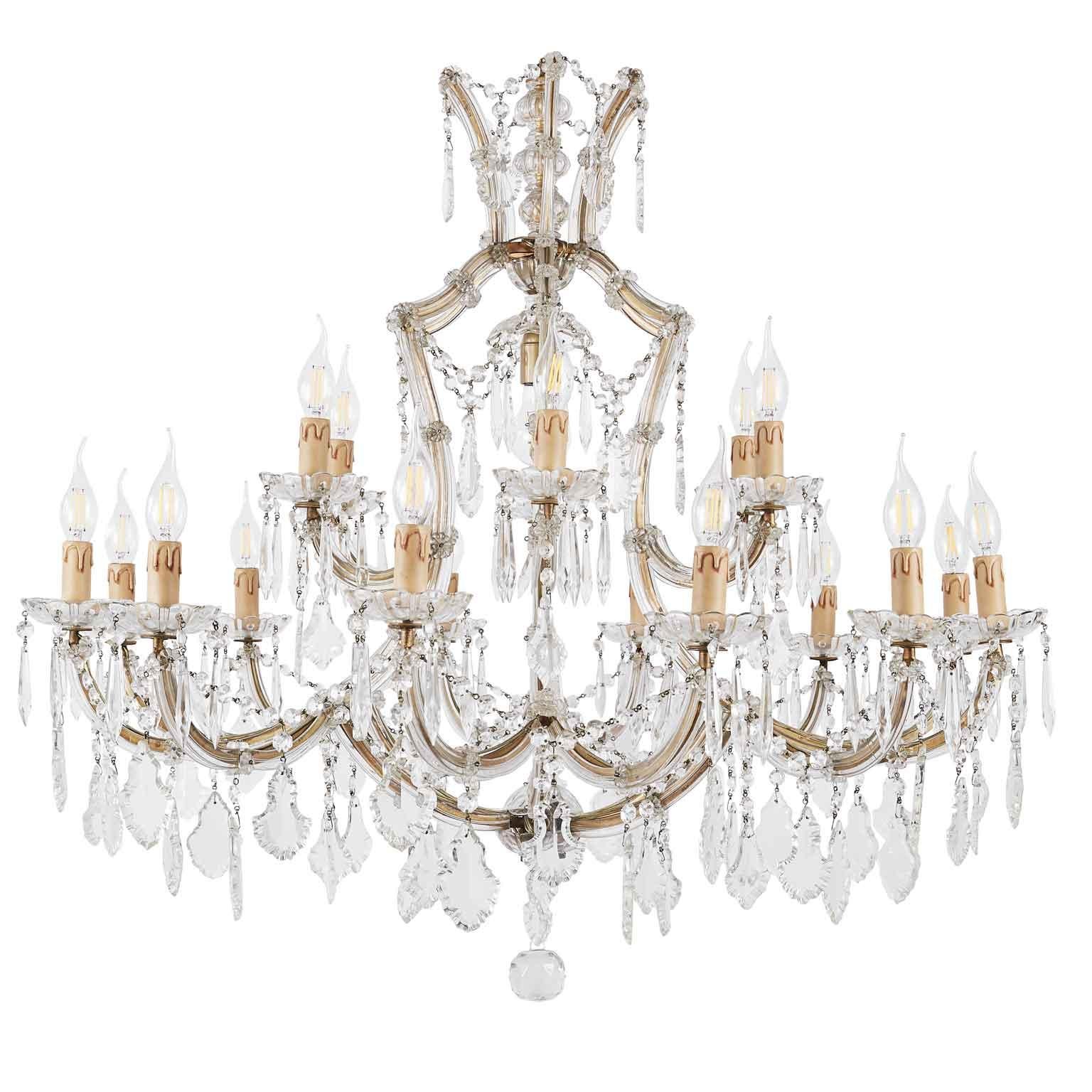 20th Century Italian Crystal Chandelier Marie Therese Style Two-Tier 6