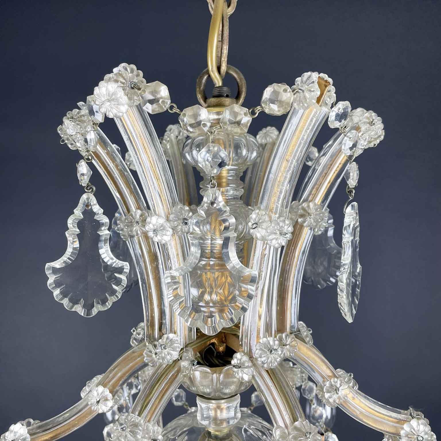 20th Century Italian Crystal Chandelier Marie Therese Style Two-Tier In Good Condition In Milan, IT