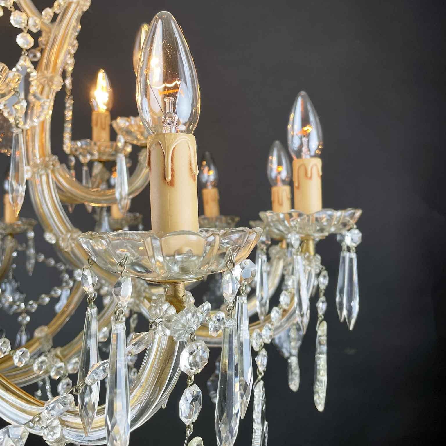 20th Century Italian Crystal Chandelier Marie Therese Style Two-Tier 1