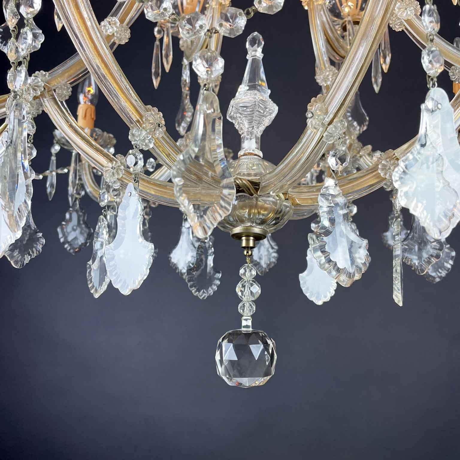 20th Century Italian Crystal Chandelier Marie Therese Style Two-Tier 2