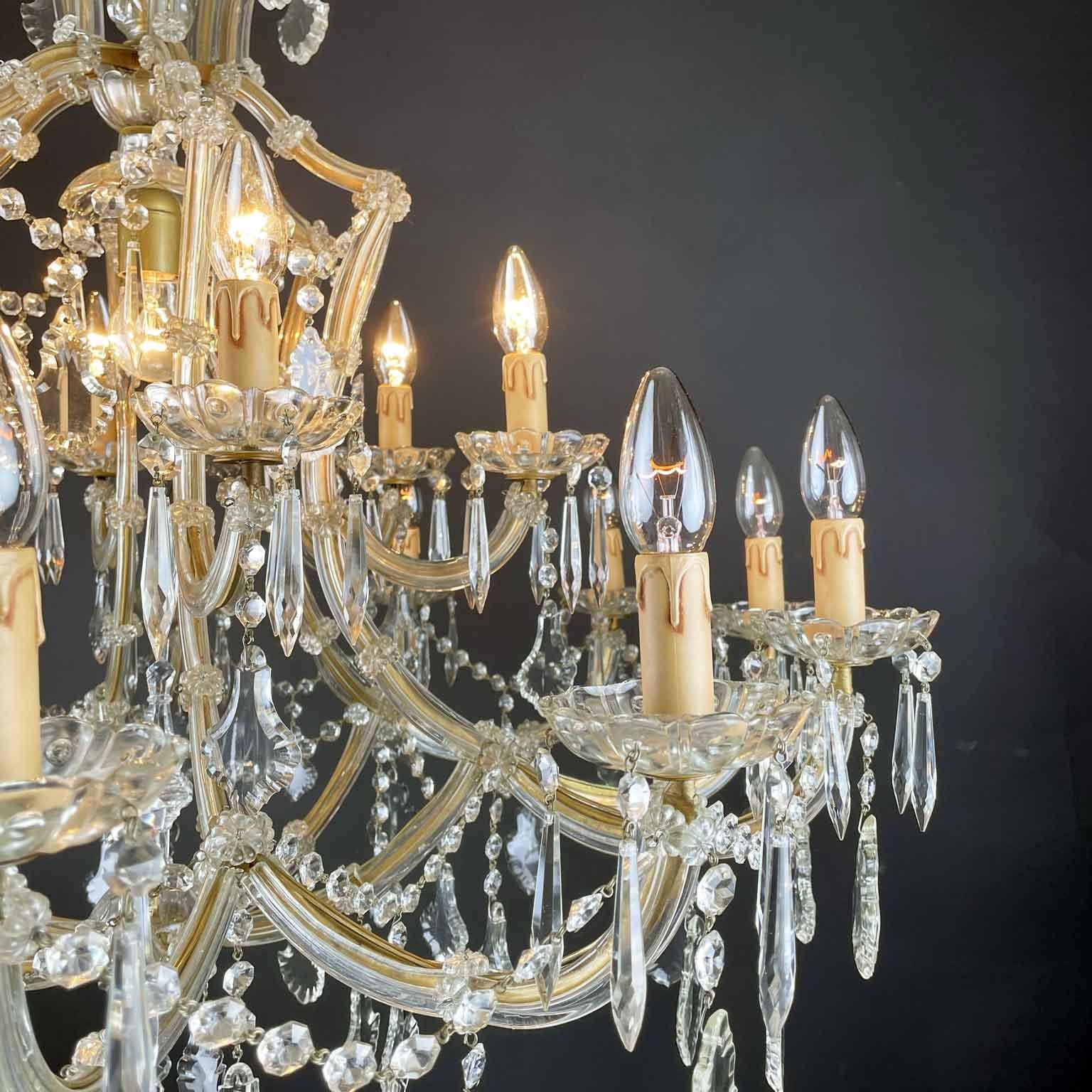 20th Century Italian Crystal Chandelier Marie Therese Style Two-Tier 3