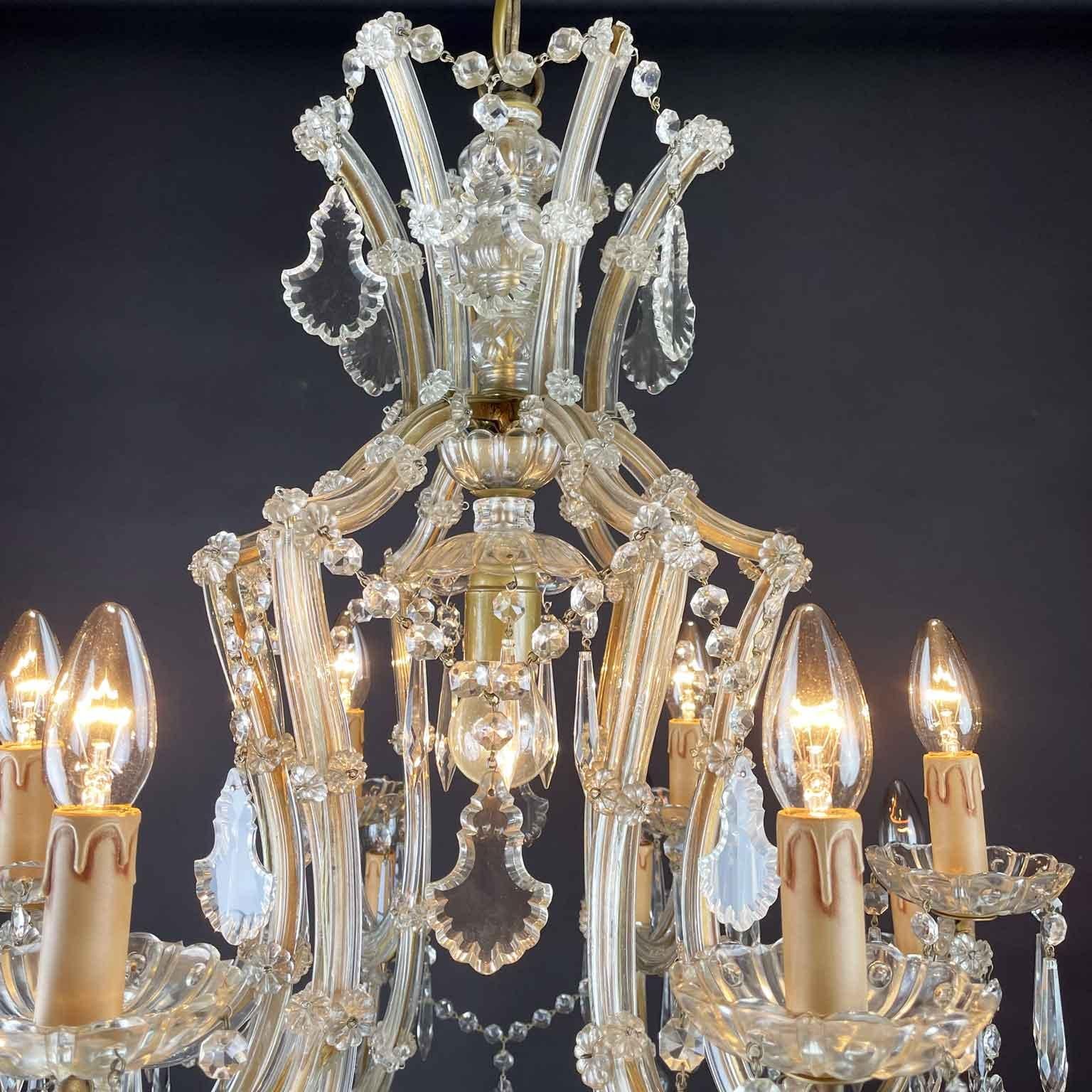 20th Century Italian Crystal Chandelier Marie Therese Style Two-Tier 4