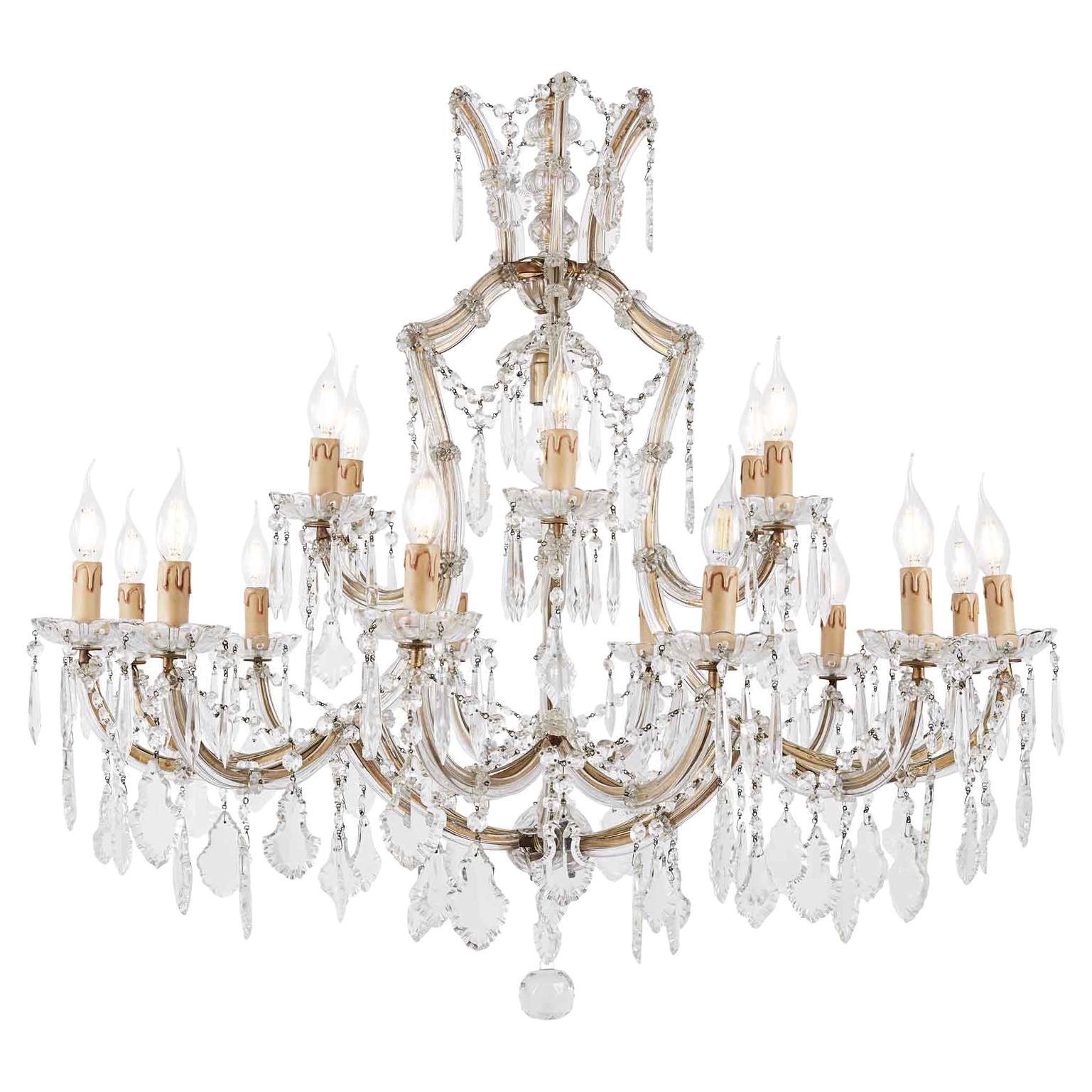 20th Century Italian Crystal Chandelier Marie Therese Style Two-Tier