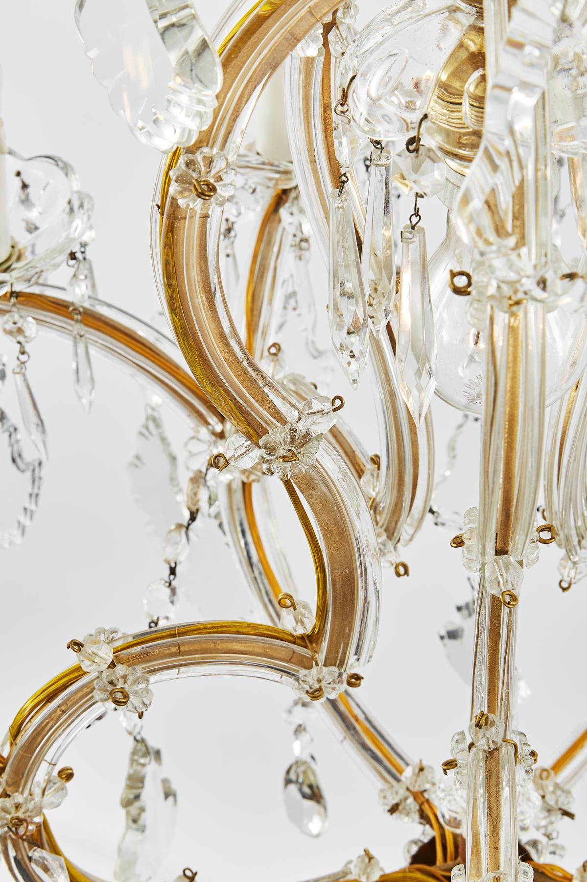Lustre italien en cristal du XXe siècle à dix branches de style Marie-Thérèse en vente 5