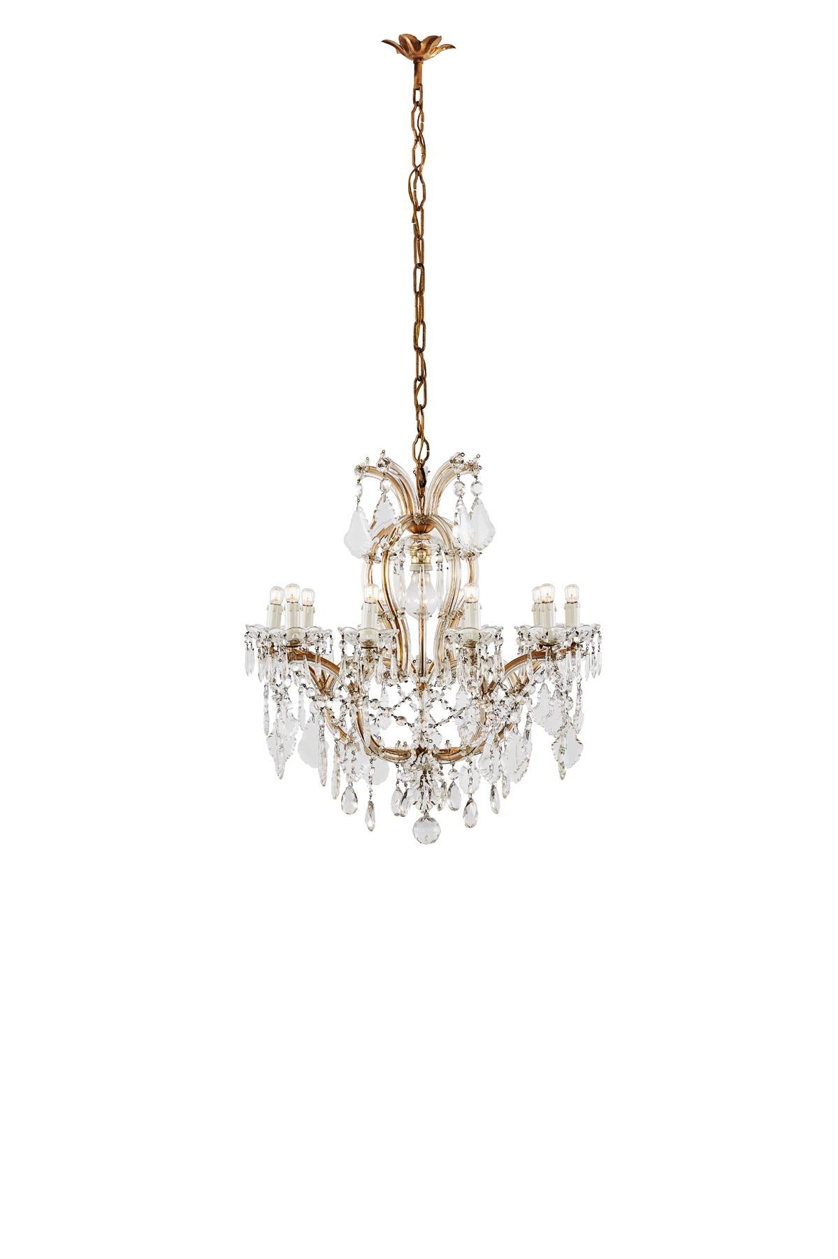 20th Century Italian Crystal Chandelier Ten Armed Maria Theresa Style In Good Condition For Sale In Milan, IT
