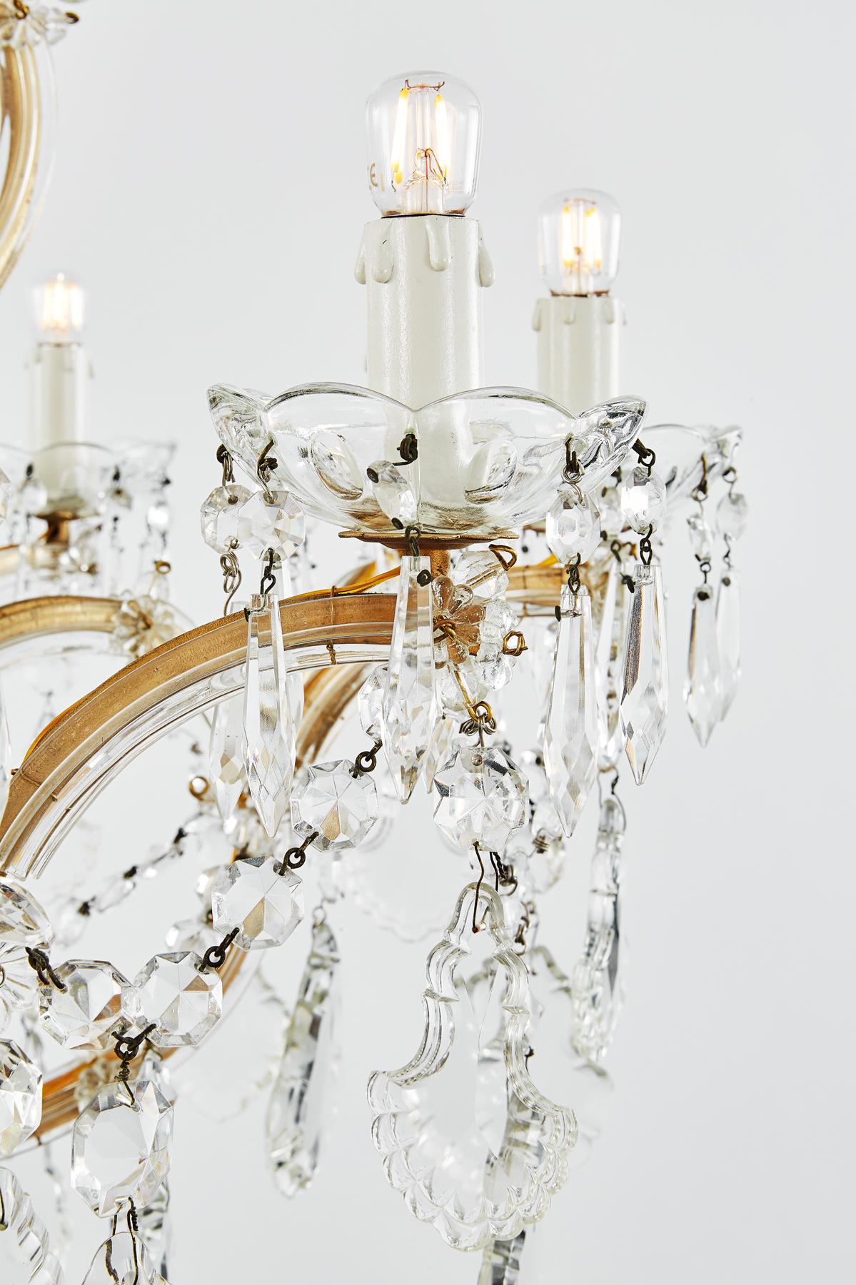 Iron 20th Century Italian Crystal Chandelier Ten Armed Maria Theresa Style For Sale
