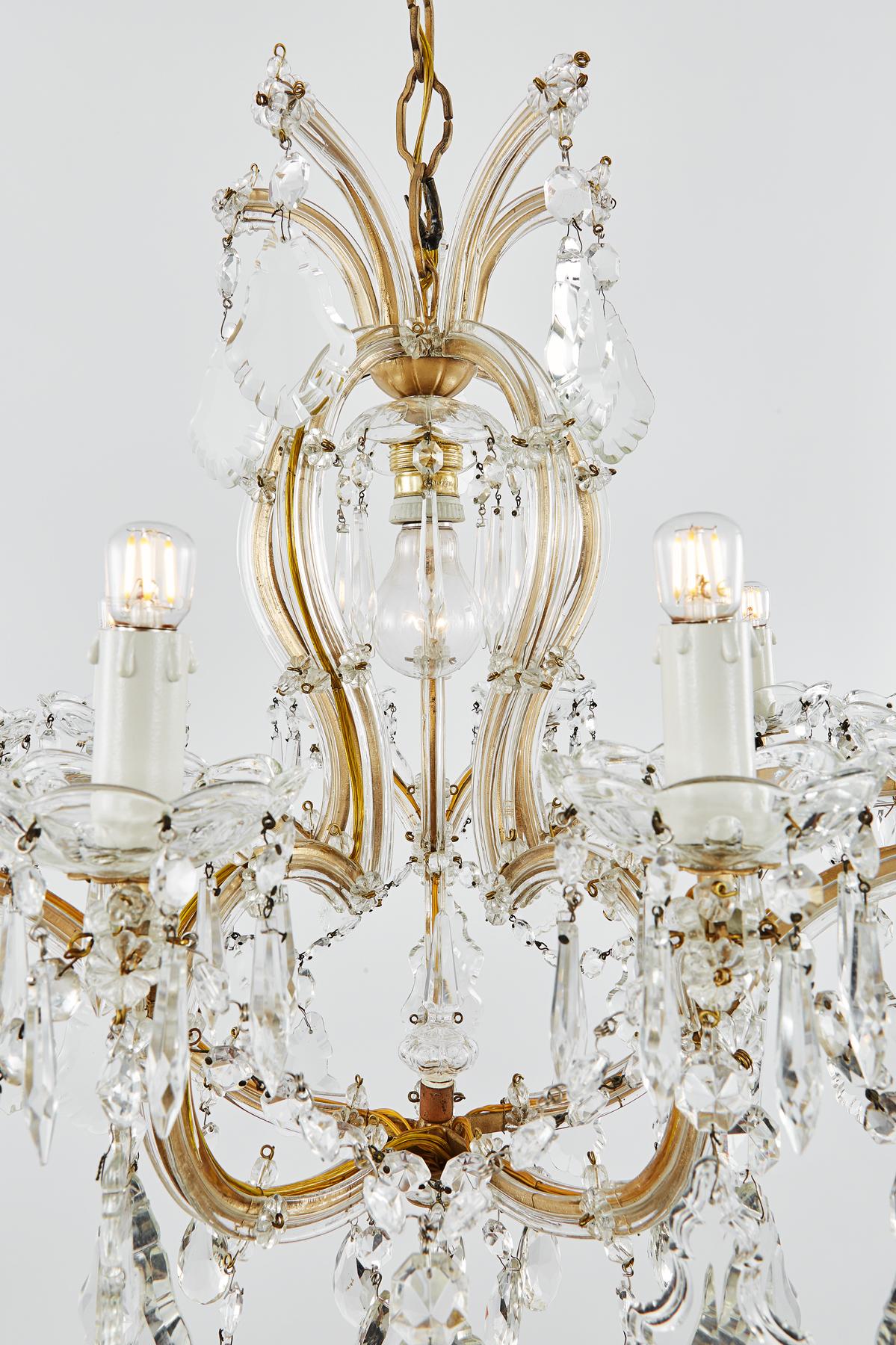 Fer Lustre italien en cristal du XXe siècle à dix branches de style Marie-Thérèse en vente