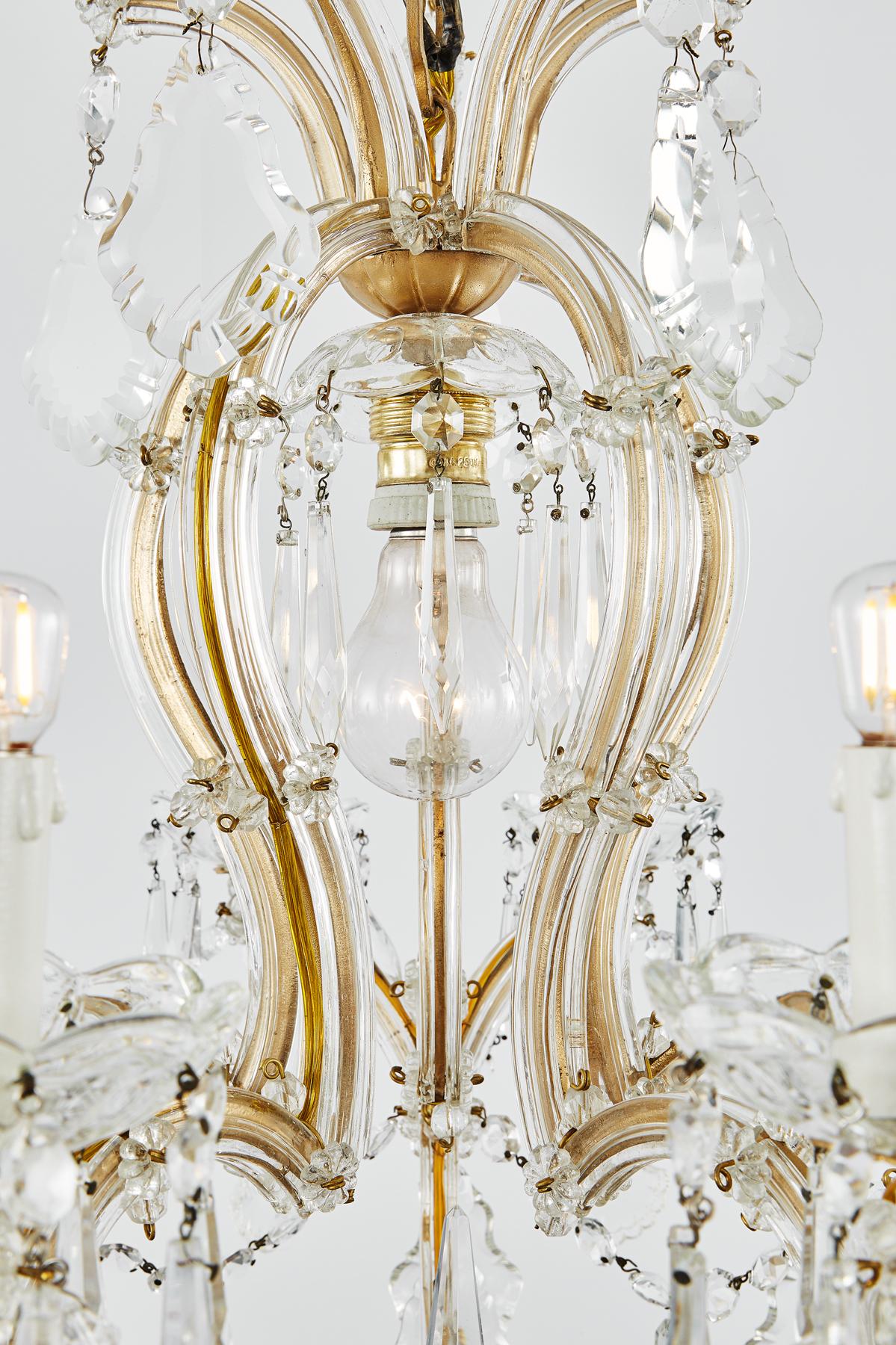 Lustre italien en cristal du XXe siècle à dix branches de style Marie-Thérèse en vente 2