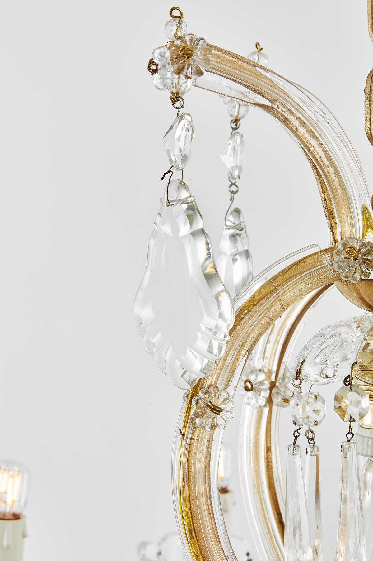 Lustre italien en cristal du XXe siècle à dix branches de style Marie-Thérèse en vente 4