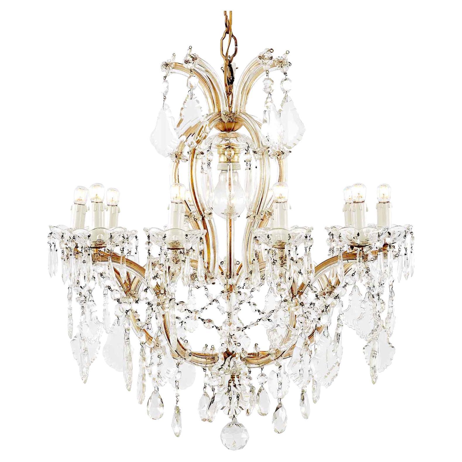 20th Century Italian Crystal Chandelier Ten Armed Maria Theresa Style For Sale