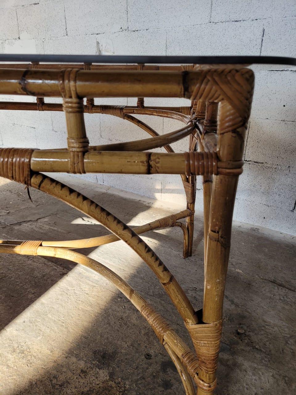 20th Century Italian Dal Vera Table Bamboo and Rattan, 1970 For Sale 2