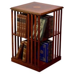 20th Century Italian Danner Style Hardwood Revolving Bookcase Table with Inlay
