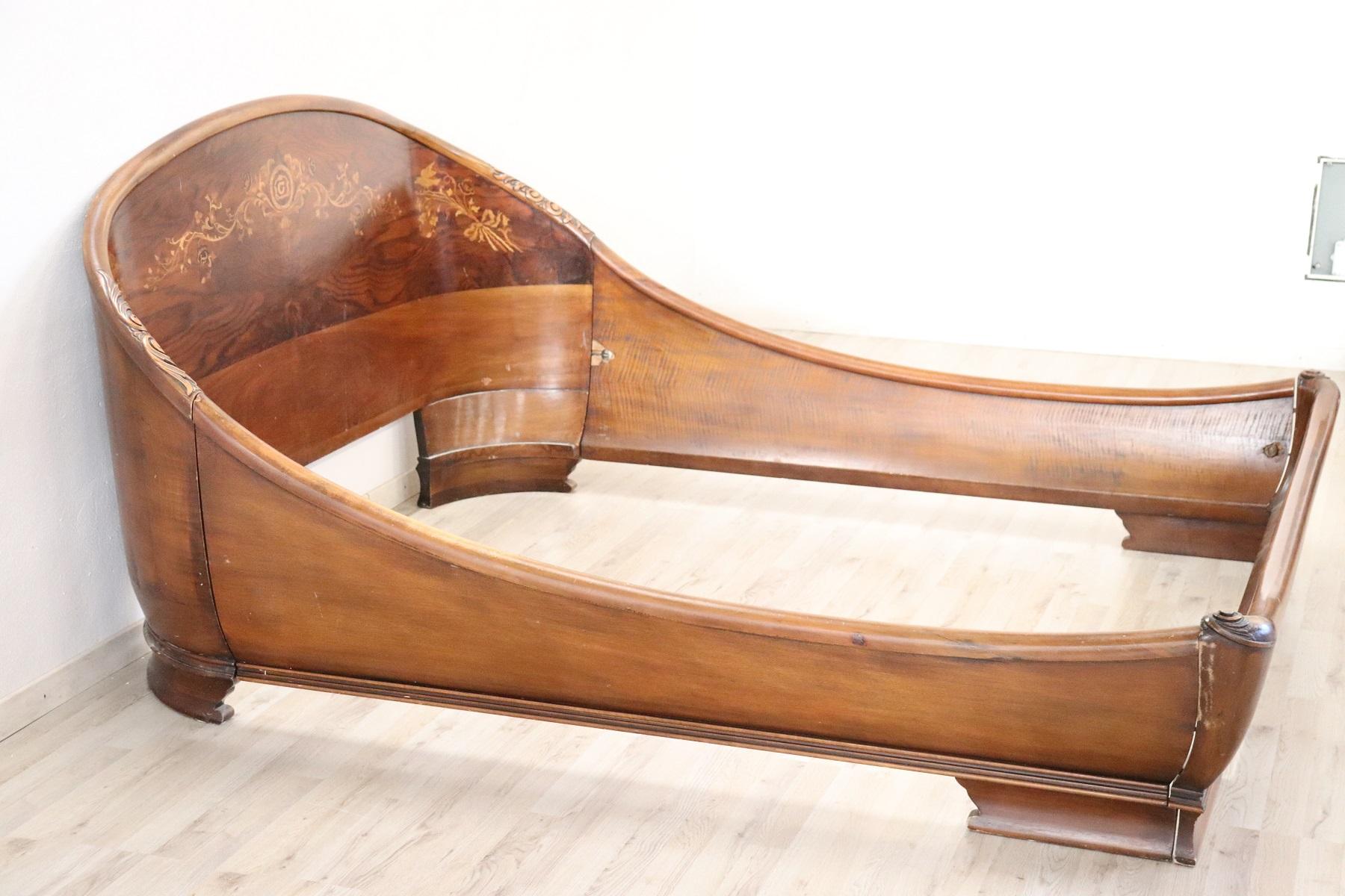 20th Century Italian Design Art Deco Inlaid Wood Double Bed 2