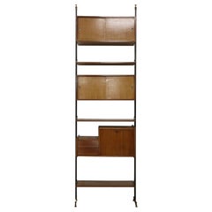 20th Century Italian Design Ceiling, Floor Bookcase in Teak and Iron, 1950s