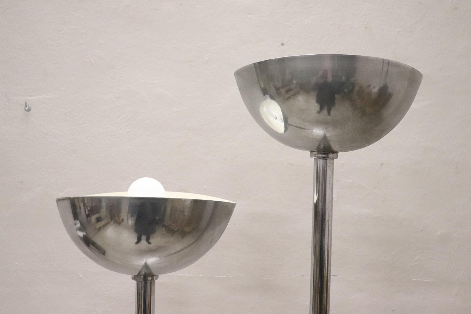 20th Century Italian Design Chrome and Marble Floor Lamp, 1980s In Good Condition For Sale In Casale Monferrato, IT
