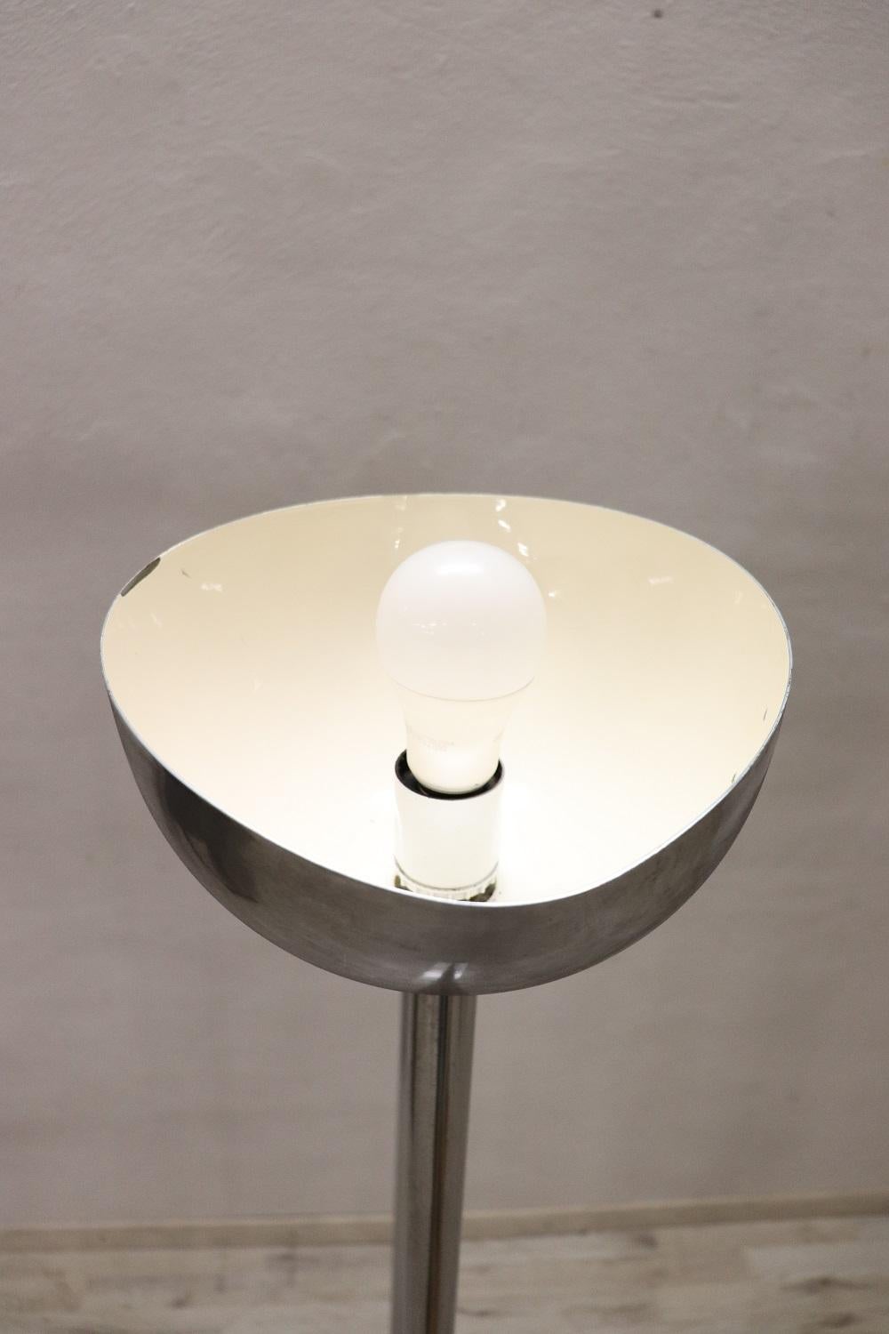 20th Century Italian Design Chrome and Marble Floor Lamp, 1980s For Sale 3