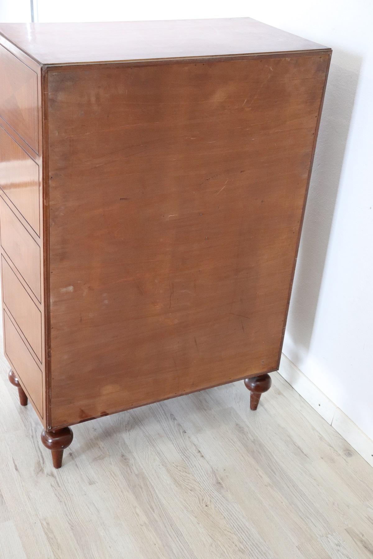 20th Century Italian Design Inlaid Mahogany Chest of Drawers with Secretaire 11