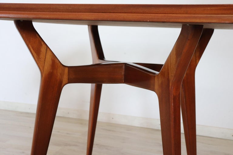 20th Century Italian Design Inlaid Mahogany Dining Table with Four Chairs For Sale 5
