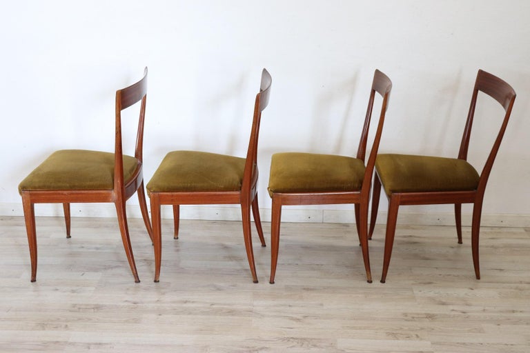 20th Century Italian Design Inlaid Mahogany Dining Table with Four Chairs For Sale 15