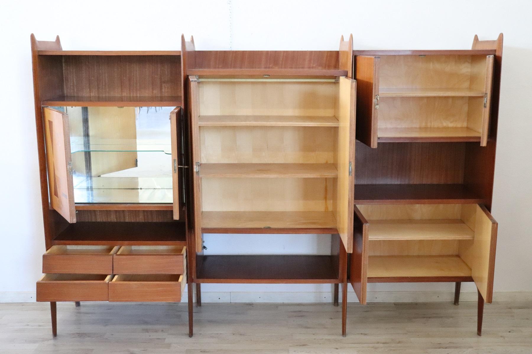 Teak 20th Century Italian Design Large Bookcase or Cabinet, 1960s For Sale