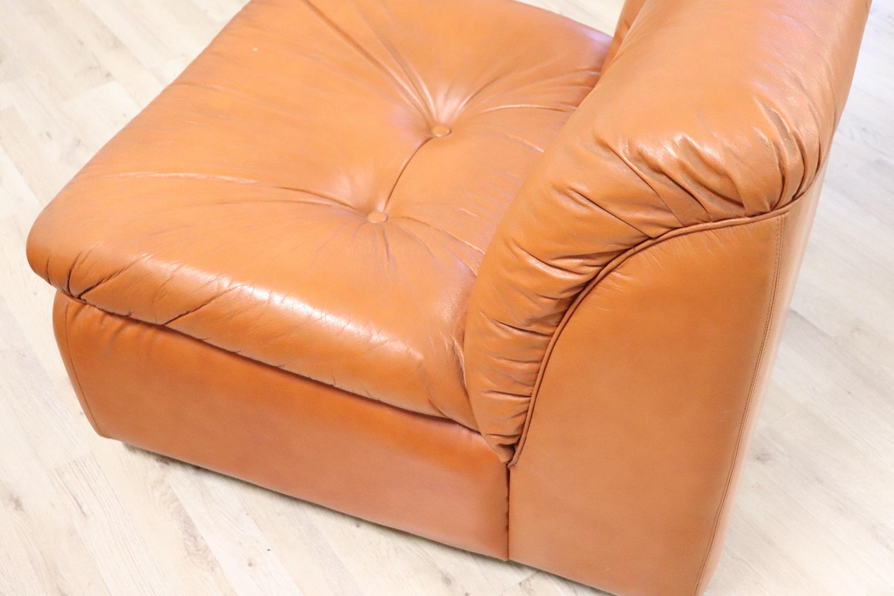 20th Century Italian Design Leather Modular Corner Sofa, 1980s 3