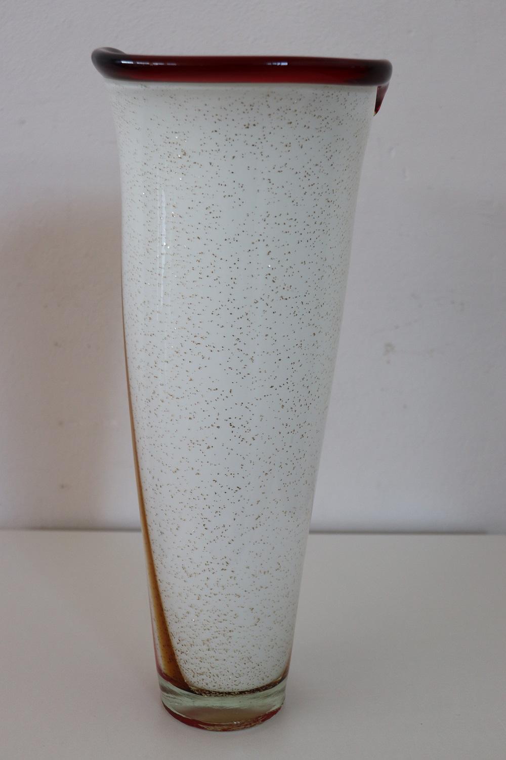Murano Glass 20th Century Italian Design Murano Artistic Glass Large Vase, 1980s For Sale