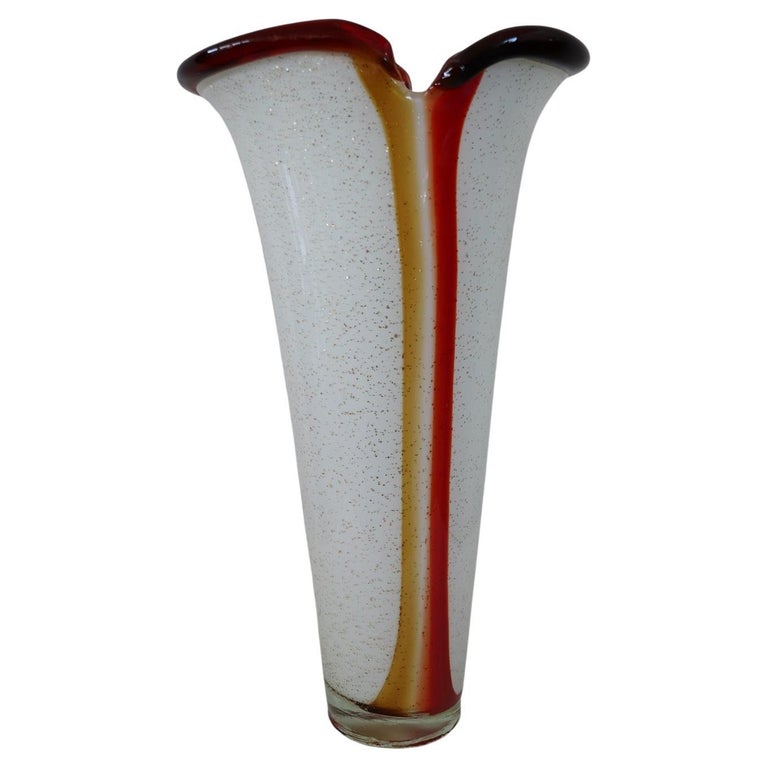 20th Century Italian Design Murano Artistic Glass Large Vase, 1980s For Sale