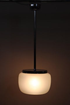 20th Century Italian Design Opal Glass and Chrome Pendant Light, 1960s