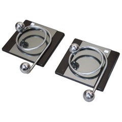 20th Century Italian Design Pair of Coat Hanger with Mirror, 1960s