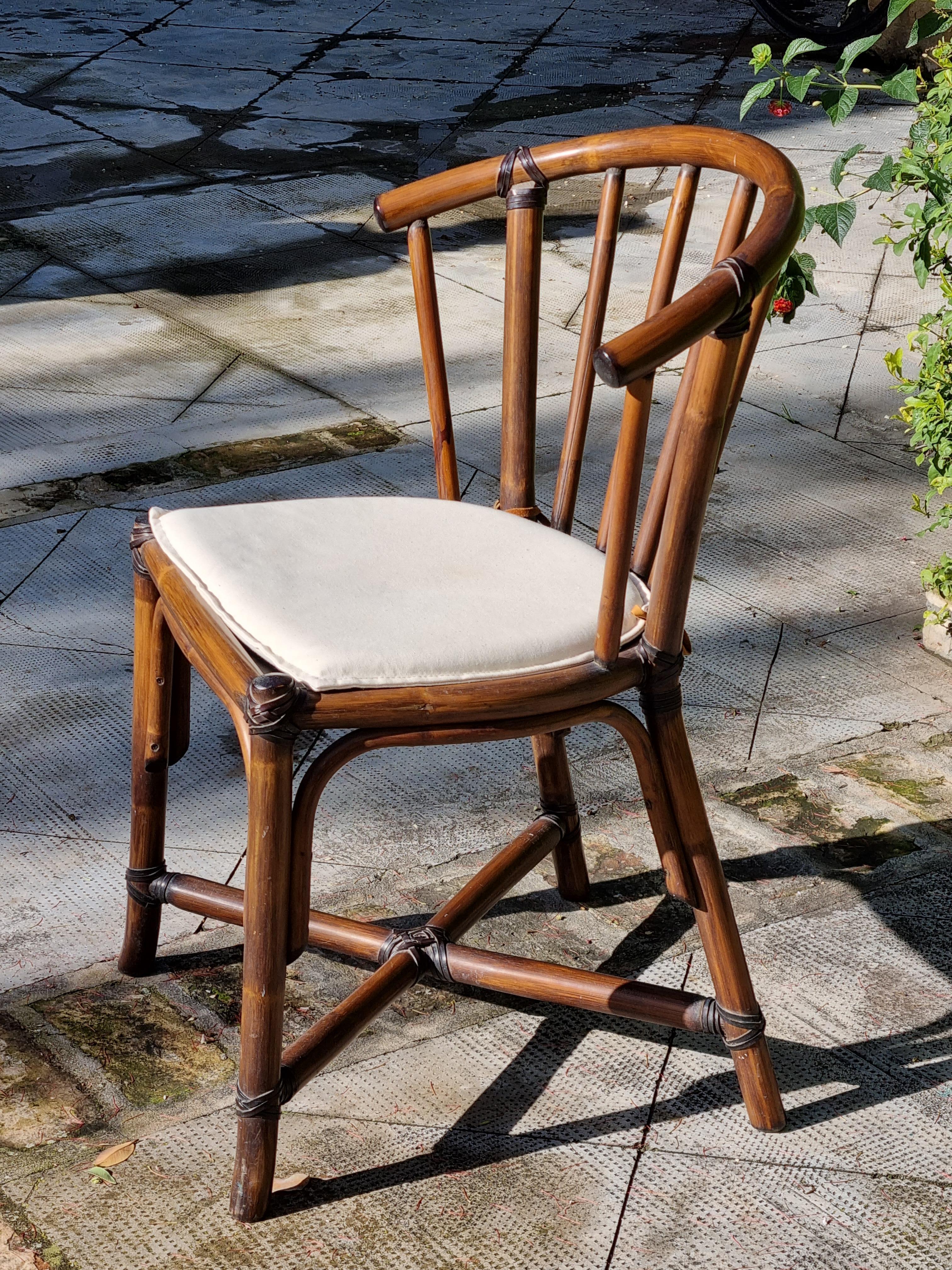 Modern 20th Century Italian Design Pierantonio Bonacina Bamboo Chair, Italy, 1990 For Sale