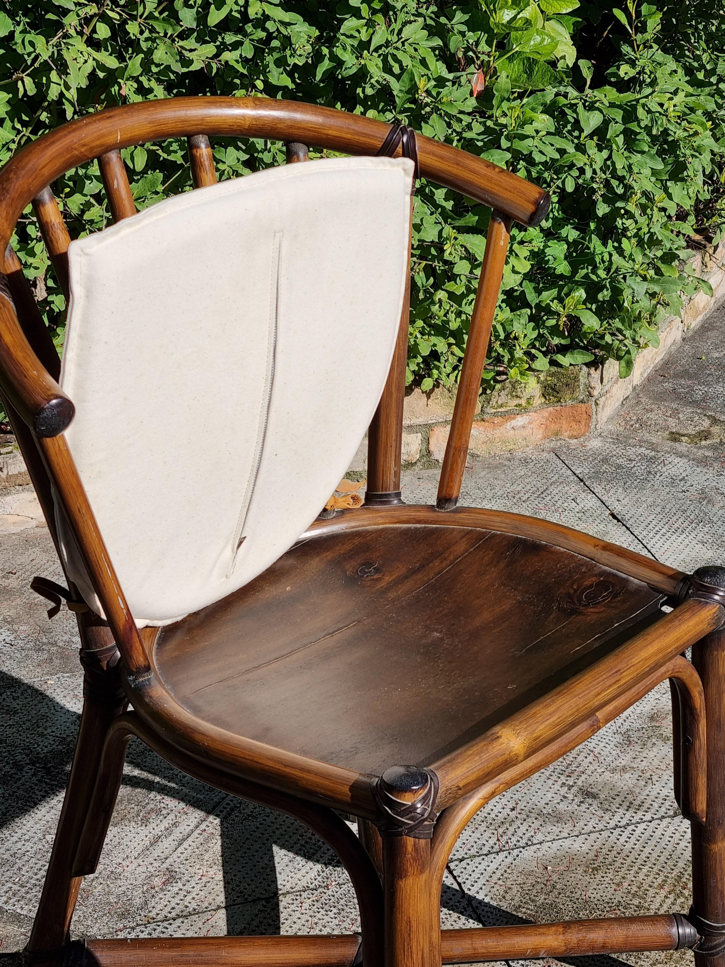 Cuir Chaise en bambou Pierantonio Bonacina de conception italienne du XXe siècle, Italie, 1990 en vente