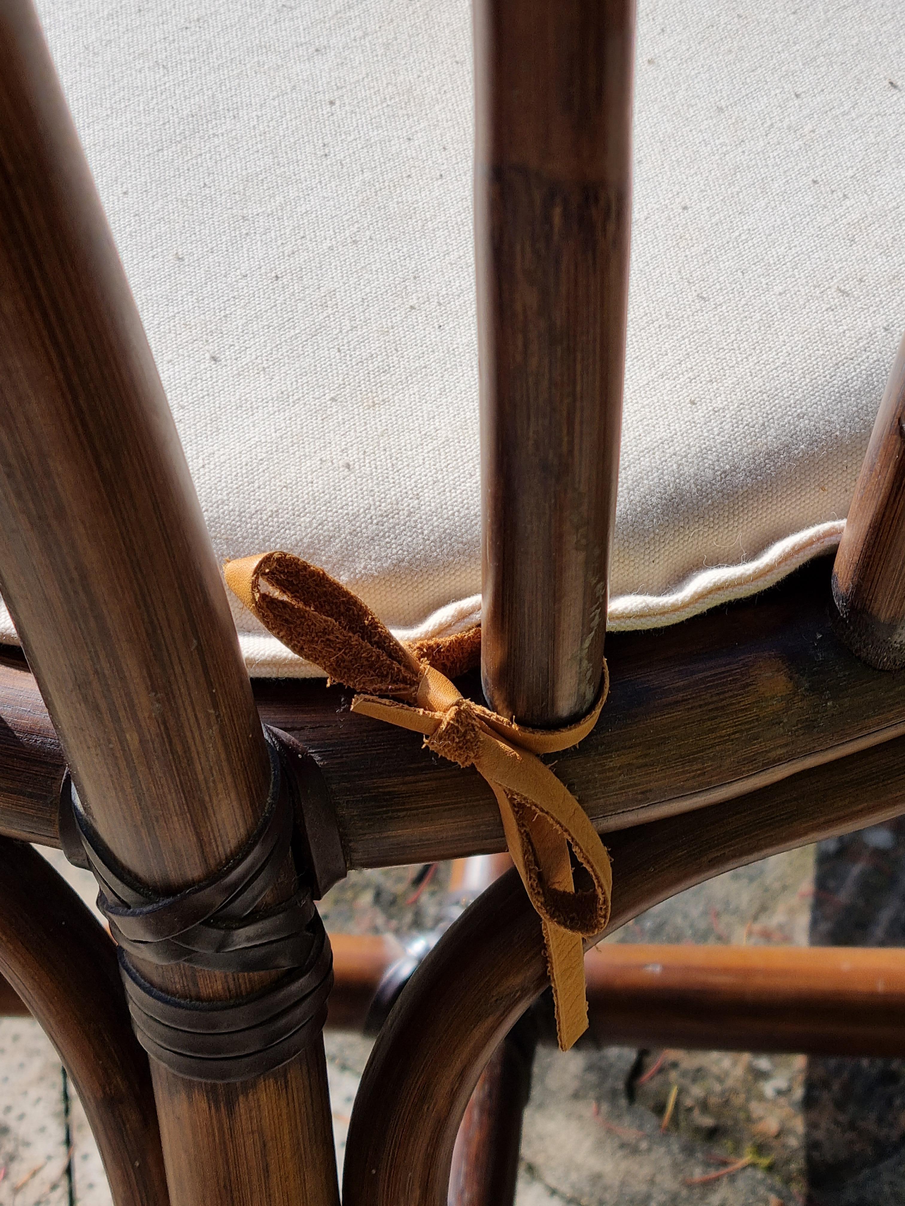 Leather 20th Century Italian Design Pierantonio Bonacina Bamboo Chair, Italy, 1990 For Sale