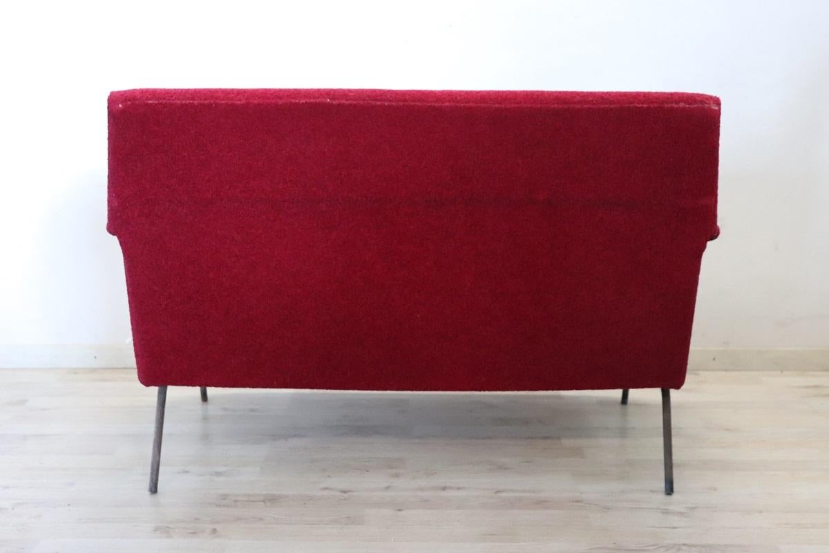 Metal 20th Century Italian Design Red Sofa, 1950s For Sale