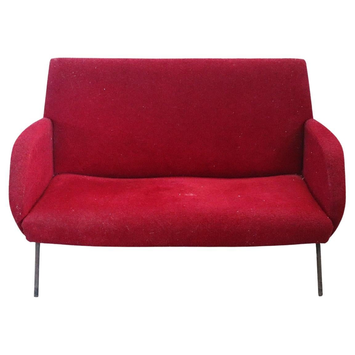 20. Jahrhundert Italienisches Design Rotes Sofa, 1950er Jahre